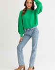 LE LIS Fuzzy Sweater with Back Ruching