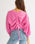 LE LIS Fuzzy Sweater with Back Ruching