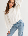 LE LIS Fuzzy Sweater with Back Ruching