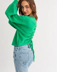 LE LIS Fuzzy Sweater with Back Ruching