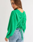 LE LIS Fuzzy Sweater with Back Ruching