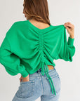 LE LIS Fuzzy Sweater with Back Ruching