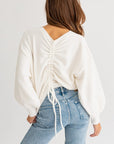 LE LIS Fuzzy Sweater with Back Ruching