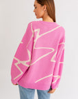 LE LIS Abstract Pattern Oversized Sweater Top