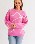 LE LIS Abstract Pattern Oversized Sweater Top