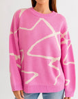 LE LIS Abstract Pattern Oversized Sweater Top