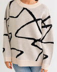 LE LIS Abstract Pattern Oversized Sweater Top