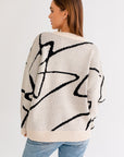 LE LIS Abstract Pattern Oversized Sweater Top