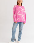 LE LIS Abstract Pattern Oversized Sweater Top