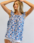 Davi & Dani Floral Printed Ruffle Sleeveless Top