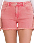 ZENANA Acid Washed Frayed Cutoff Hem Shorts