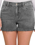 ZENANA Acid Washed Frayed Cutoff Hem Shorts