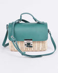 Contrast Flap Summer Straw Swing Bag