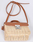 Contrast Flap Summer Straw Swing Bag