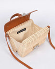 Contrast Flap Summer Straw Swing Bag