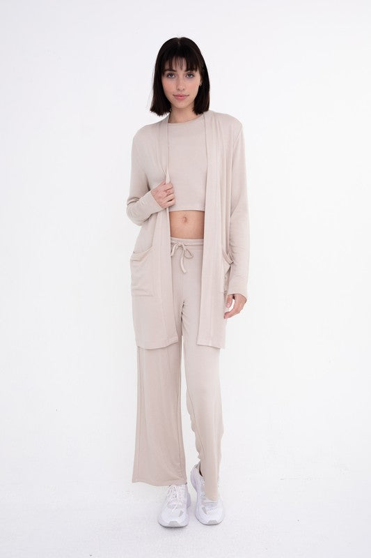 Mono B Lounge Open-Front Terry Cardigan - Online Only