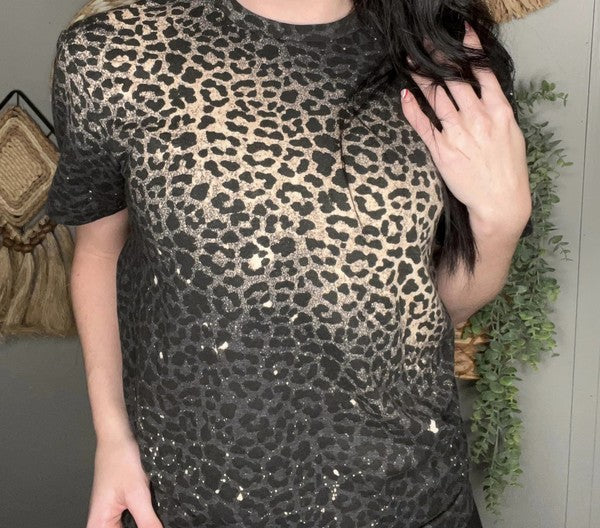 Black Leopard Bleached Tee - Online Only