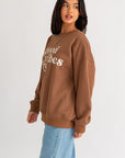 Le Lis Letter Embroidery Oversized Sweatshirt