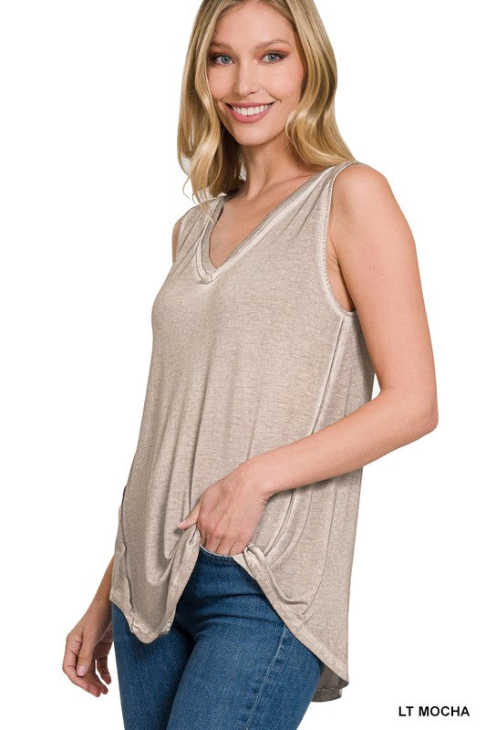 Zenana Washed Sleeveless V-Neck