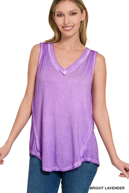 Zenana Washed Sleeveless V-Neck