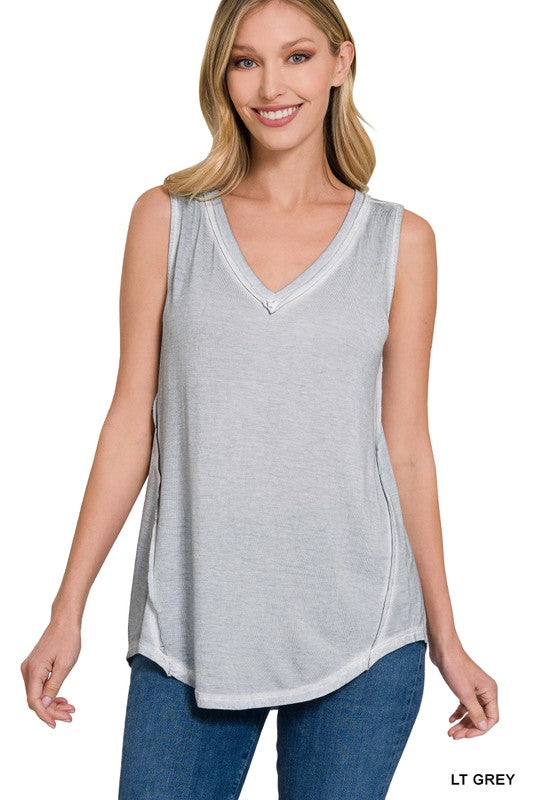 Zenana Washed Sleeveless V-Neck