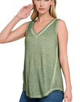 Zenana Washed Sleeveless V-Neck - My Pampered Life Seattle