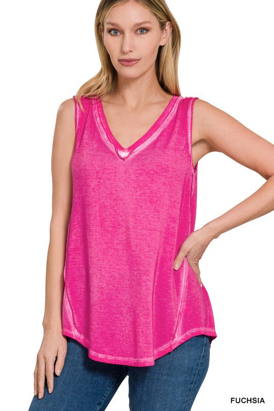 Zenana Washed Sleeveless V-Neck