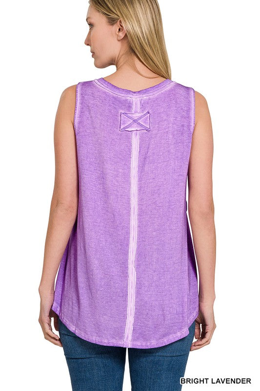 Zenana Washed Sleeveless V-Neck