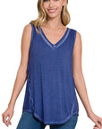 Zenana Washed Sleeveless V-Neck - My Pampered Life Seattle