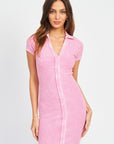 Emory Park Exposed Seam Collared Mini Dress