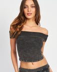 Emory Park Garment Dyed Strapless Crop Top