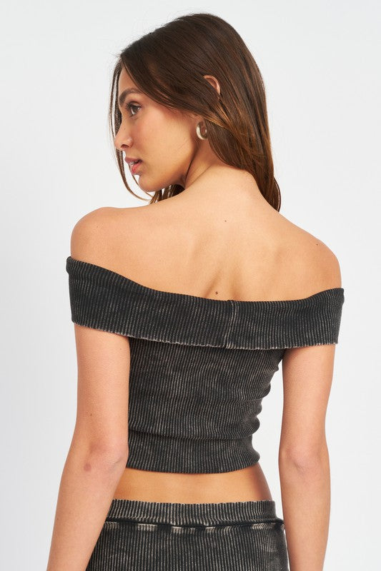 Emory Park Garment Dyed Strapless Crop Top