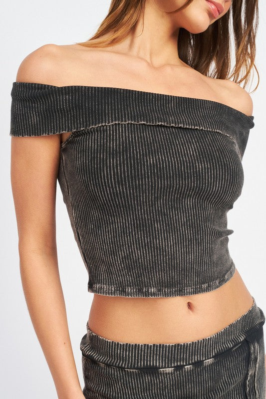 Emory Park Garment Dyed Strapless Crop Top