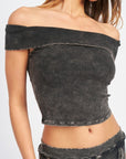 Emory Park Garment Dyed Strapless Crop Top