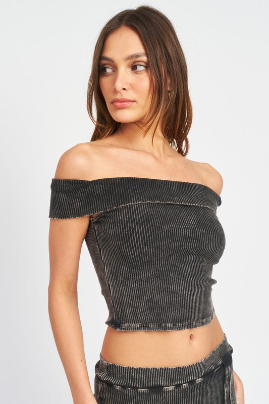 Emory Park Garment Dyed Strapless Crop Top