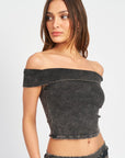 Emory Park Garment Dyed Strapless Crop Top