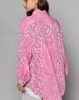 POL Button Down Long Sleeve Paisley Print Shirt