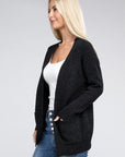 Zenana Melange Open Front Sweater Cardigan