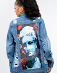 American Bazi Full Size Button Up Distressed Denim Jacket