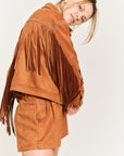 Jade By Jane Faux Suede Studded Fringe Jacket