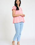 Spring Double Ruffle Sleeve Top