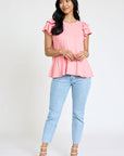 Spring Double Ruffle Sleeve Top