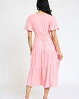 Plus Solid Diagonal Tiered Flowy Dress