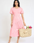 Solid Diagonal Tiered Flowy Dress