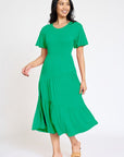 Plus Solid Diagonal Tiered Flowy Dress