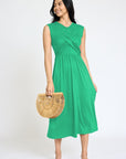 PLUS Sleeveless Cross-Over Bodice Midi Dress