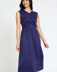 PLUS Sleeveless Cross-Over Bodice Midi Dress