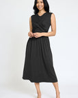 PLUS Sleeveless Cross-Over Bodice Midi Dress