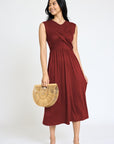 PLUS Sleeveless Cross-Over Bodice Midi Dress