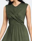 PLUS Sleeveless Cross-Over Bodice Midi Dress